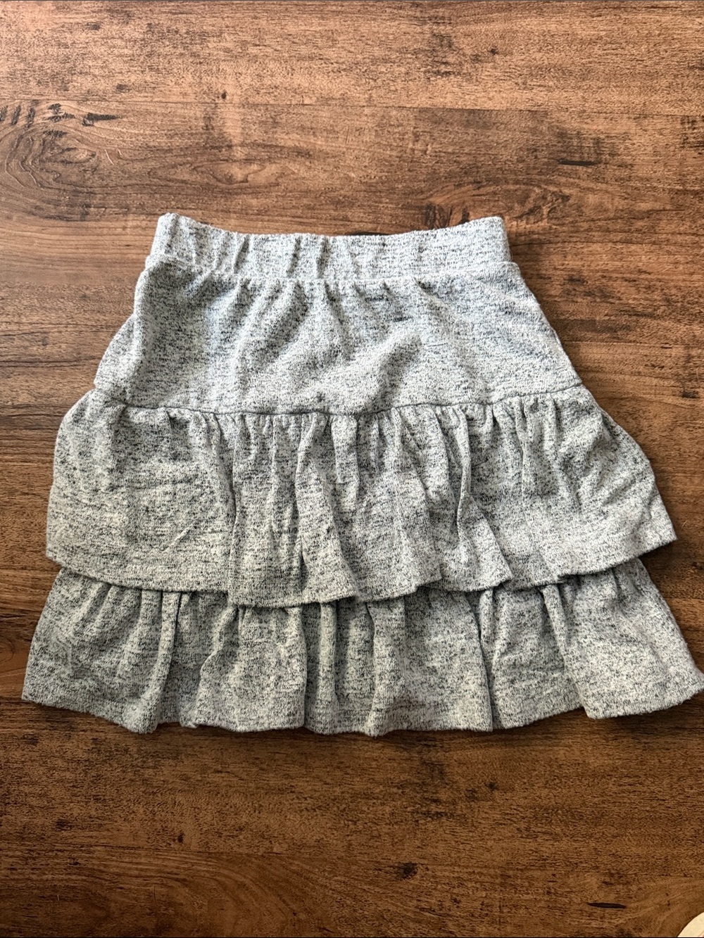 Tiered Ruffle Knit Skirt in Heather Gray girls 6/6x size